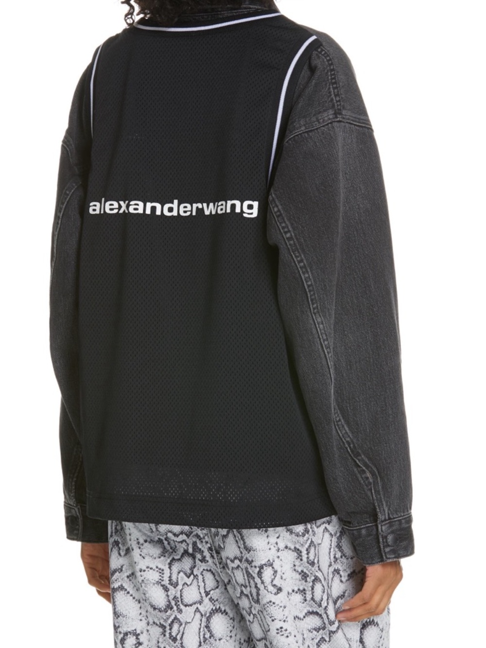 Alexander Wang Black Mesh & Washed Black Denim Mixed Jacket